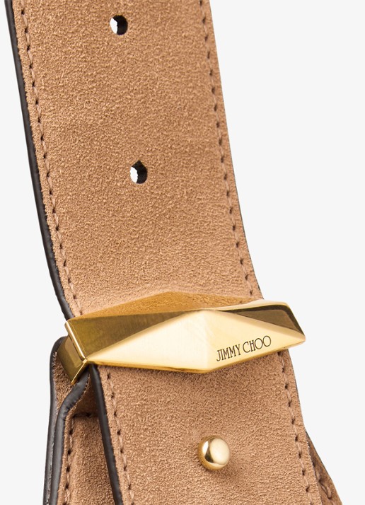 Jimmy Choo Diamond Hobo/M schoudertas van kalfssuède - detail 5 lichtbruin