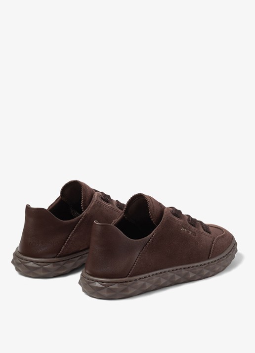 Jimmy Choo Diamond Light Flex/F sneaker van lamssuède - achterkant donkerbruin
