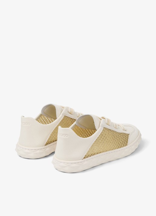 Jimmy Choo Diamond Light Flex/F sneaker van leer met mesh details - achterkant 6 gebroken wit