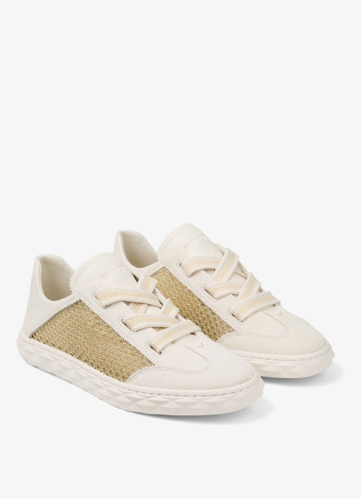 Jimmy Choo Diamond Light Flex/F sneaker van leer met mesh details - detail gebroken wit