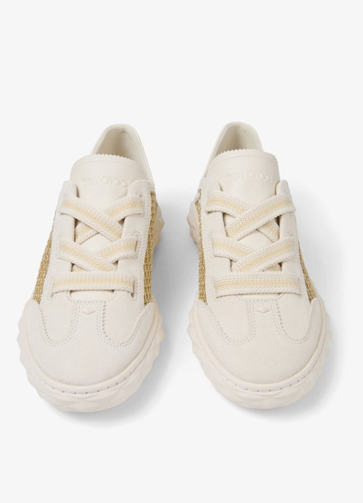 Jimmy Choo Diamond Light Flex/F sneaker van leer met mesh details - detail 3 gebroken wit