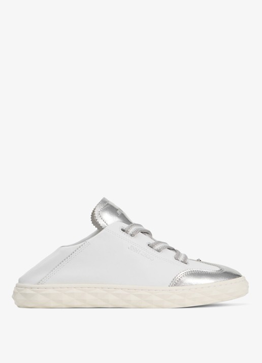 Jimmy Choo Diamond Light Flex/F sneaker van leer met metallic finish - detail 4 wit