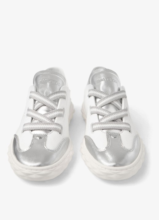 Jimmy Choo Diamond Light Flex/F sneaker van leer met metallic finish - detail 5 wit