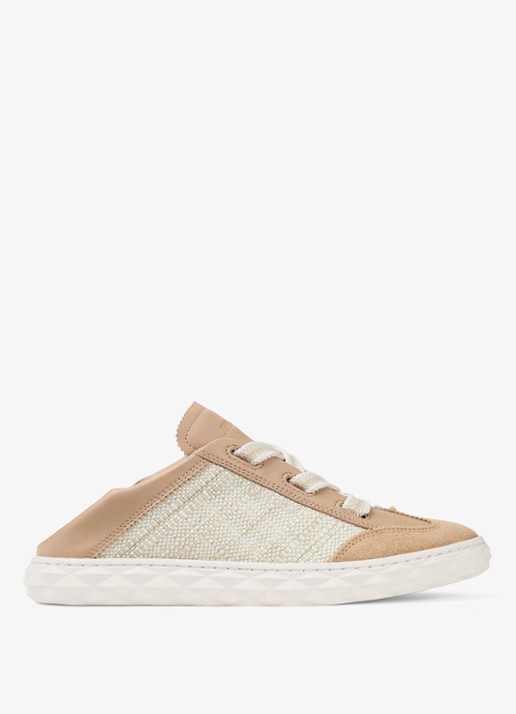 Jimmy Choo Diamond Light Flex/F sneaker van leer met raffia details - detail 2 beige