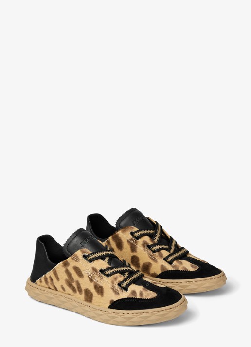 Jimmy Choo Diamond Light Flex/F sneaker van leer met suède details - detail lichtbruin