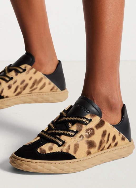 Jimmy Choo Diamond Light Flex/F sneaker van leer met suède details - voorkant 6 lichtbruin