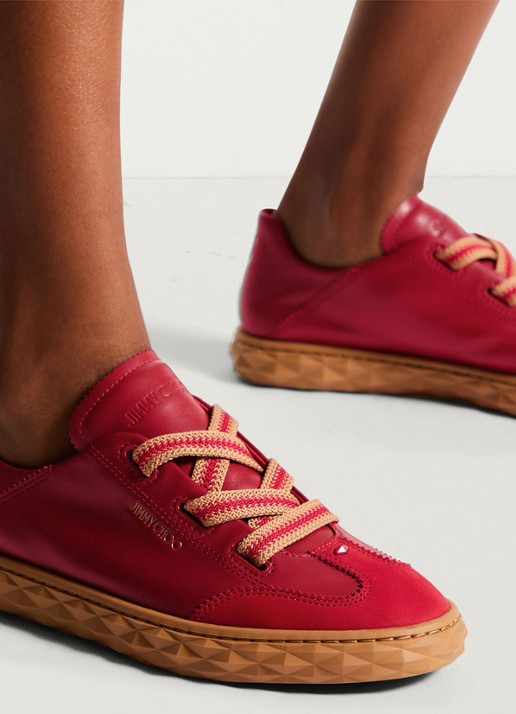 Jimmy Choo Diamond Light Flex/F sneaker van leer - voorkant 7 rood
