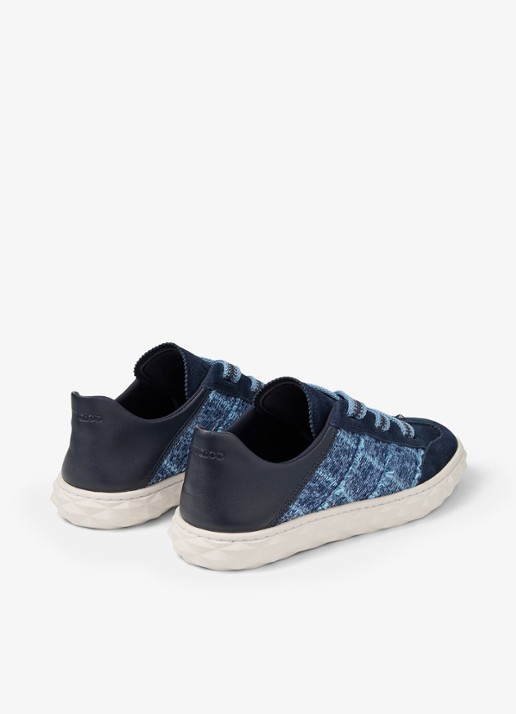 Jimmy Choo Diamond Light Flex/F sneaker van leer - achterkant 3 donkerblauw
