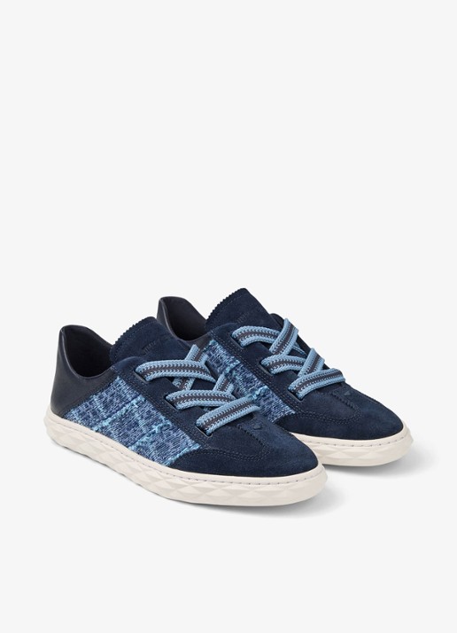 Jimmy Choo Diamond Light Flex/F sneaker van leer - voorkant 2 donkerblauw
