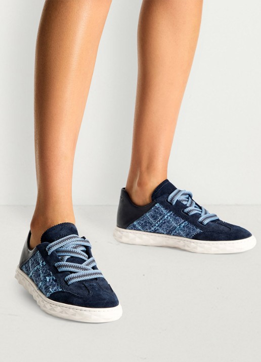 Jimmy Choo Diamond Light Flex/F sneaker van leer - voorkant 8 donkerblauw