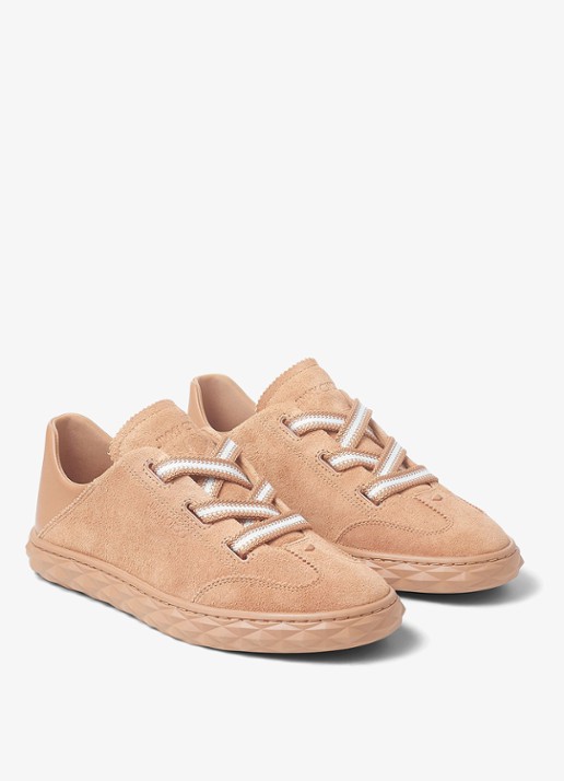 Jimmy Choo Diamond Light Flex/F sneaker van suède - voorkant 2 lichtbruin