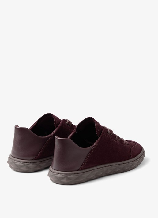Jimmy Choo Diamond Light Flex/F sneaker van suède - achterkant 3 donkerrood