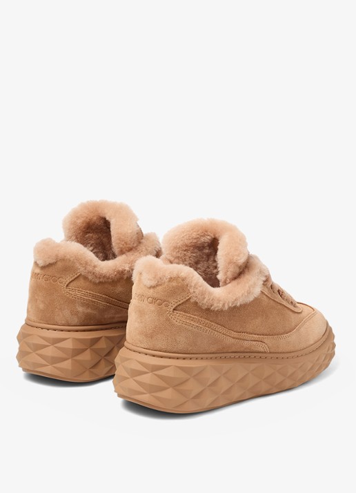 Jimmy Choo Diamond Maxi Retro/F sneaker van suède - achterkant 5 lichtbruin