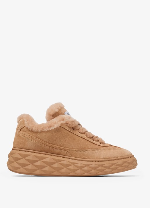 Jimmy Choo Diamond Maxi Retro/F sneaker van suède - voorkant 3 lichtbruin