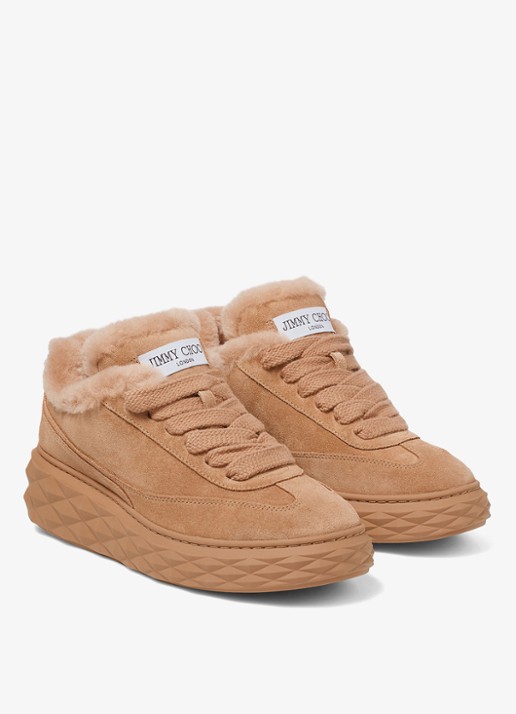 Jimmy Choo Diamond Maxi Retro/F sneaker van suède - voorkant 4 lichtbruin