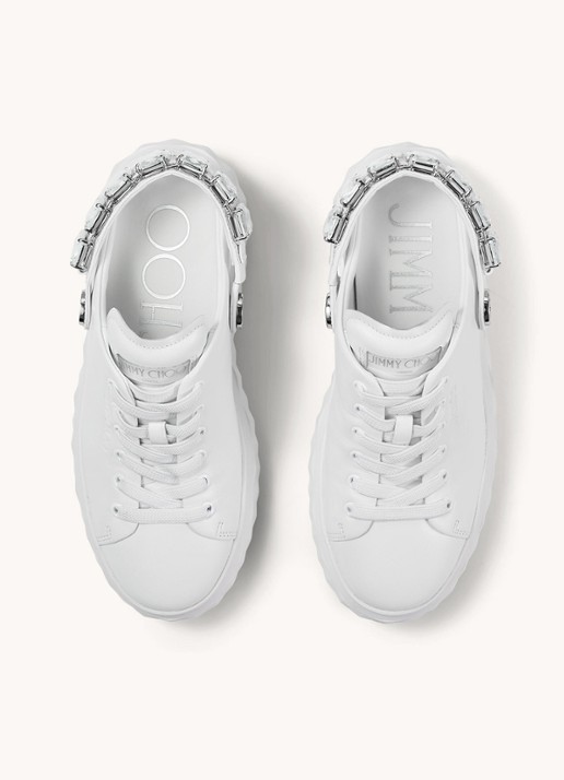 Jimmy Choo Diamond Sling sneaker met strass en kalfsleren details - detail 2 wit