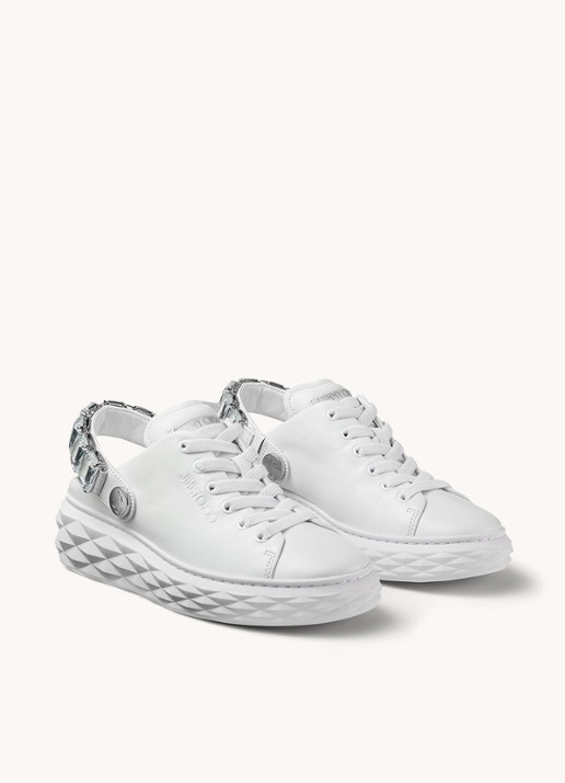Jimmy Choo Diamond Sling sneaker met strass en kalfsleren details - detail 5 wit