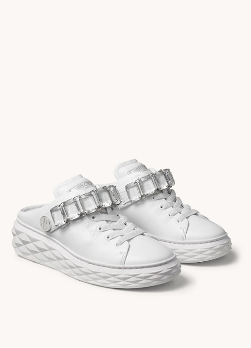 Jimmy Choo Diamond Sling sneaker met strass en kalfsleren details - voorkant 7 wit