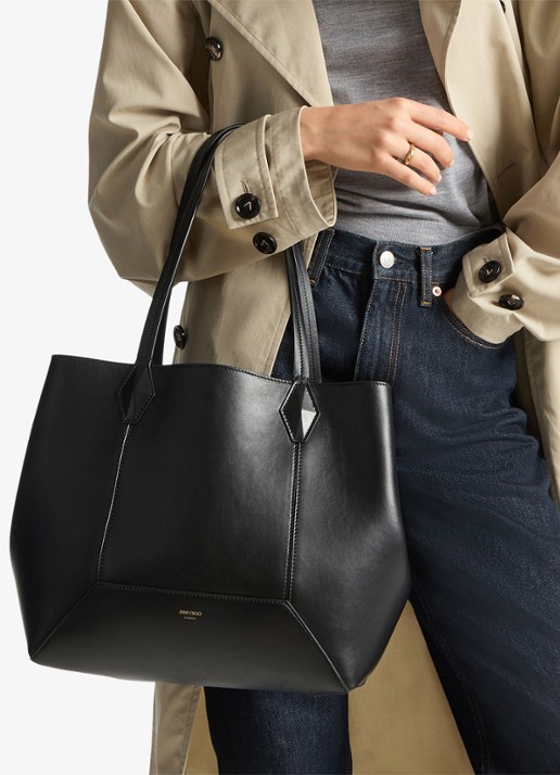 Jimmy Choo Diamond Tote/M shopper van kalfsleer - voorkant 6 zwart