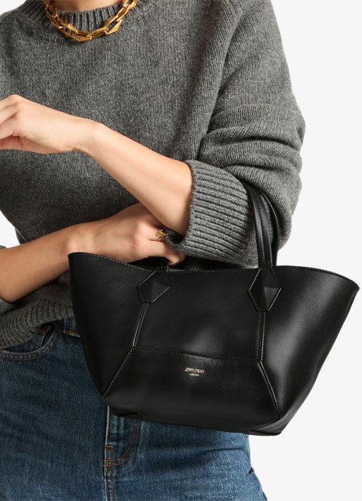 Jimmy Choo Diamond Tote/S handtas van kalfsleer  - voorkant 2 zwart