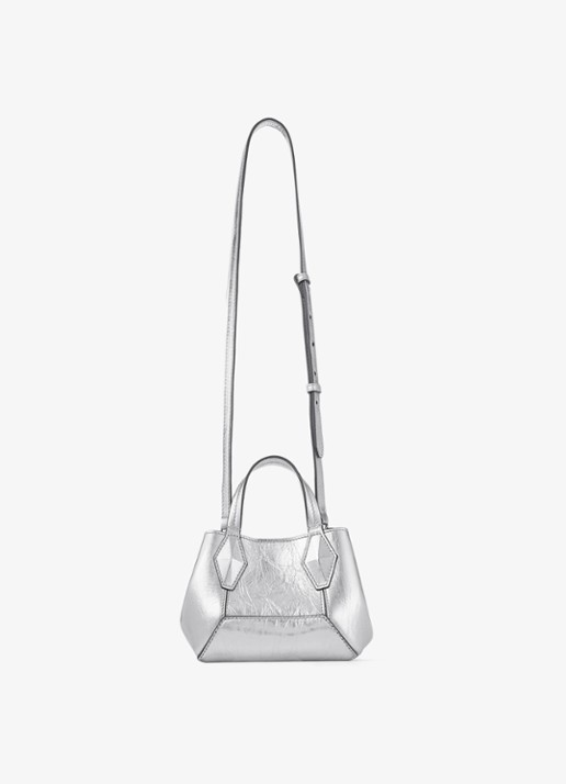 Jimmy Choo Diamond Tote/XS handtas van kalfsleer met metallic finish - detail 3 zilver