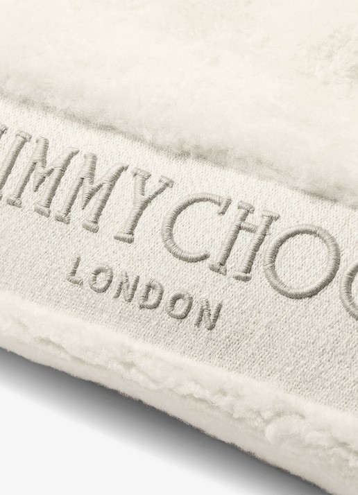 Jimmy Choo Drawstring Tote/M shopper van schapenleer - detail 4 gebroken wit