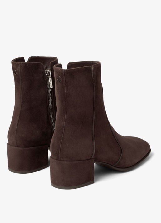 Jimmy Choo Eliot 45 enkellaarsje van geitensuède - achterkant 3 donkerbruin
