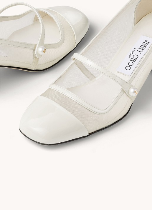 Jimmy Choo Elisa 45 pump met kalfsleren details - detail gebroken wit