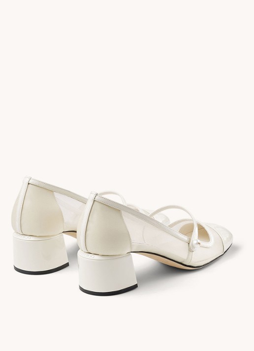 Jimmy Choo Elisa 45 pump met kalfsleren details - detail 3 gebroken wit