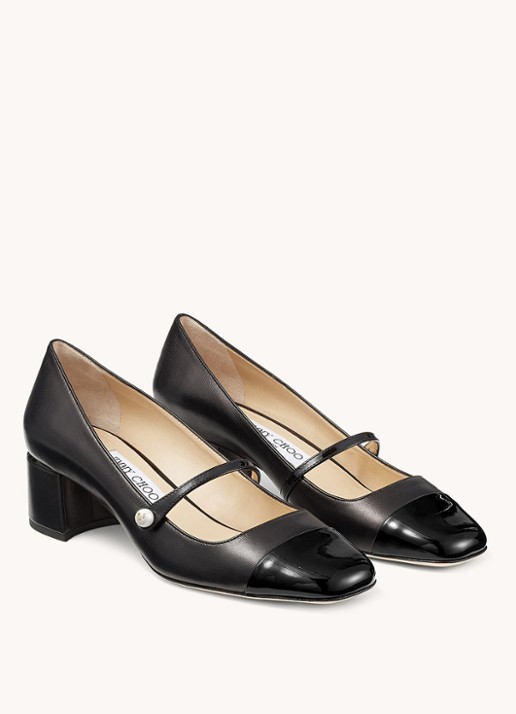 Jimmy Choo Elisa 45 pump van lamsleer - detail zwart