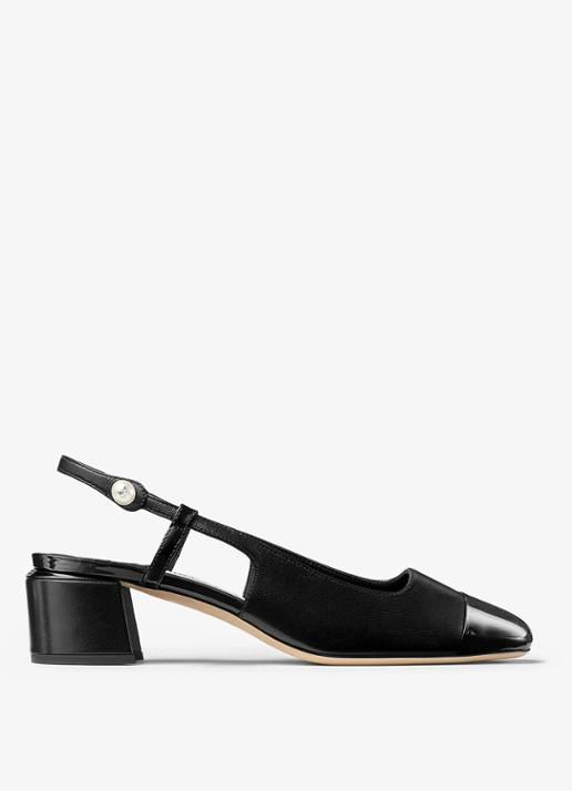 Jimmy Choo Elisa 45 slingback van leer met lakfinish
