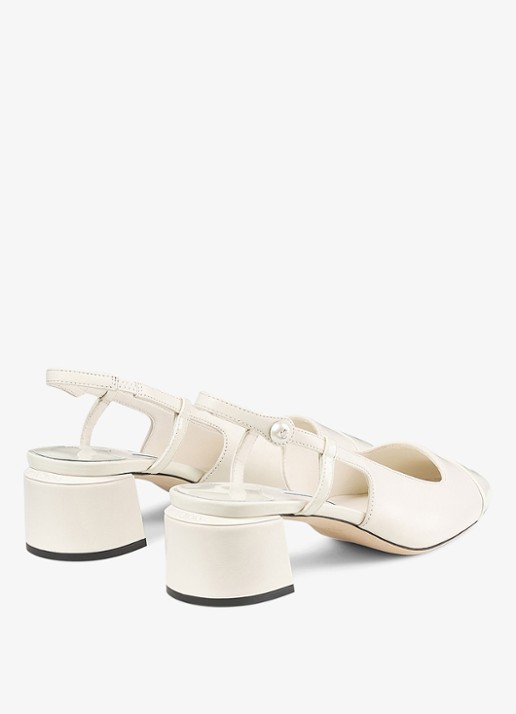 Jimmy Choo Elisa 45 slingback van leer met lakfinish - achterkant 5 gebroken wit
