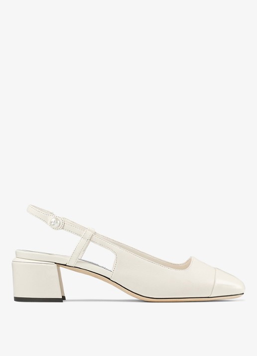 Jimmy Choo Elisa 45 slingback van leer met lakfinish