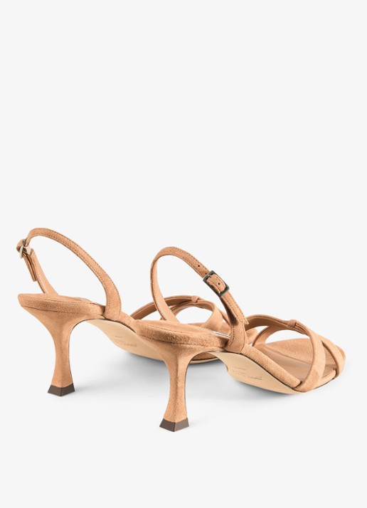 Jimmy Choo Elsy 70 sandalette van geitensuède - achterkant 6 lichtbruin