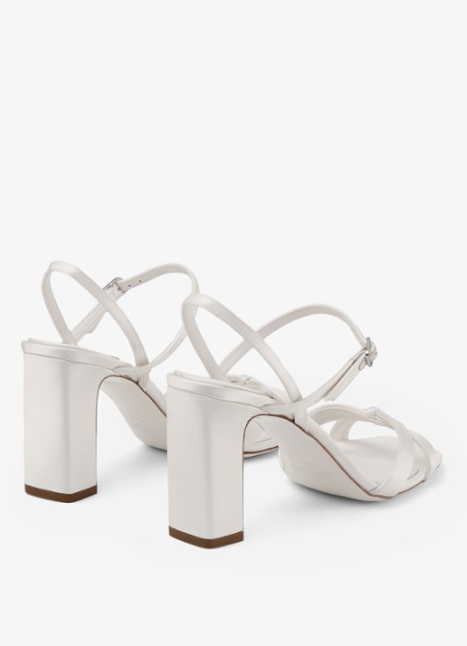 Jimmy Choo Elsy/Bh 85 sandalette van lamsleer met details van satijn - achterkant ivoor