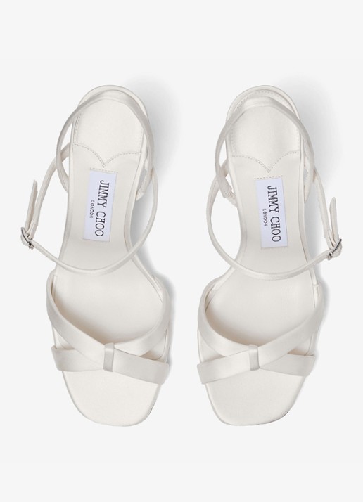 Jimmy Choo Elsy/Bh 85 sandalette van lamsleer met details van satijn - detail 2 ivoor