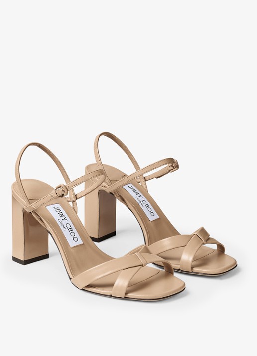 Jimmy Choo Elsy/Bh 85 sandalette van lamsleer - voorkant 2 beige