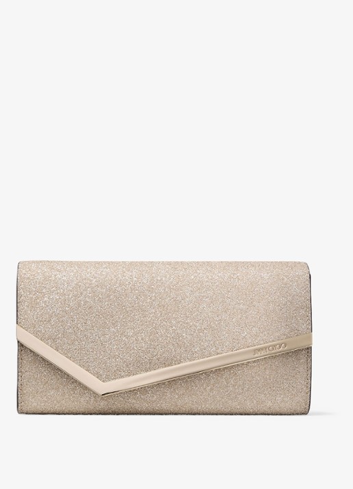 Jimmy Choo Emmie clutch met glitter en afneembare schouderriem