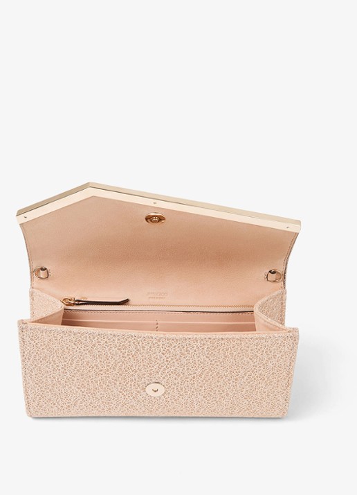 Jimmy Choo Emmie Clutch met glitter en afneembare schouderriem - detail 3 beige