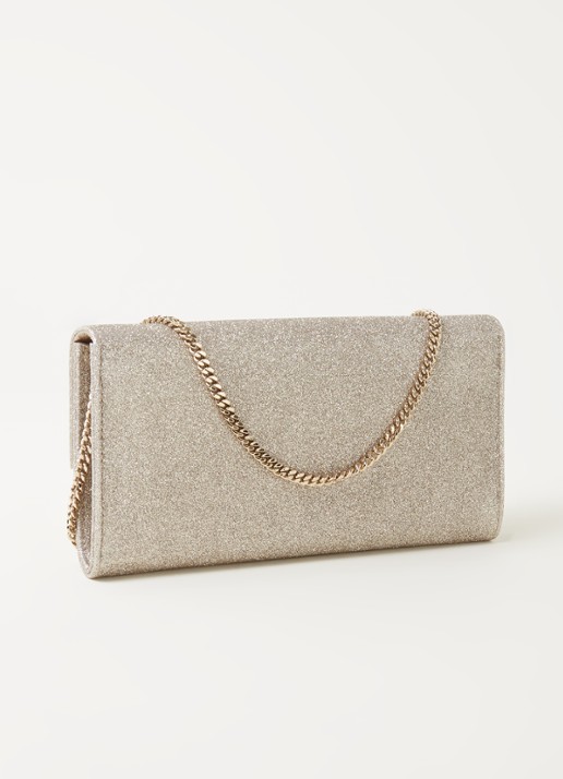 Jimmy Choo Emmie clutch met glitter - achterkant goud