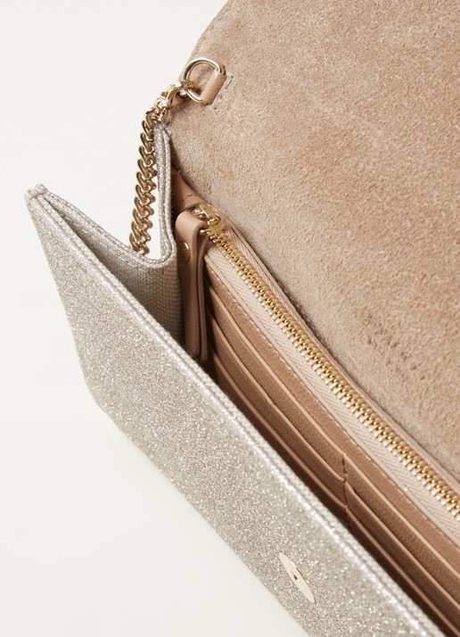 Jimmy Choo Emmie clutch met glitter - detail 2 goud