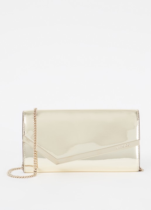 Jimmy Choo Emmie clutch met metallic finish en afneembare schouderriem