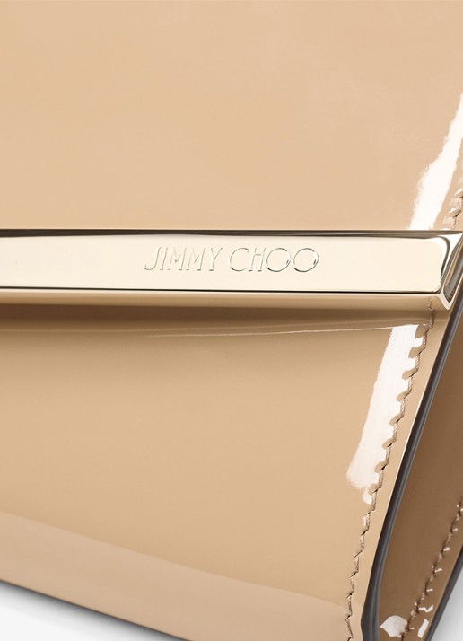 Jimmy Choo Emmie clutch van kalfsleer met afneembare schouderriem - detail 3 beige