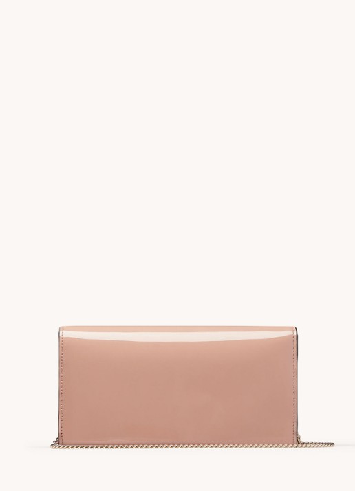 Jimmy Choo Emmie clutch van lakleer met afneembare schouderriem - achterkant 6 oudroze
