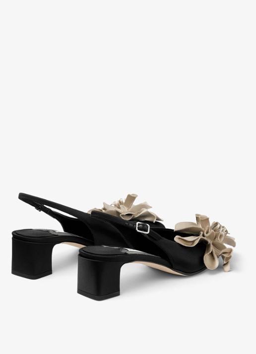 Jimmy Choo Eyla 45 slingback van satijn - achterkant 3 zwart