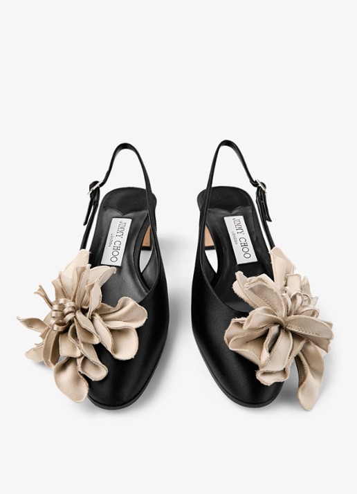 Jimmy Choo Eyla 45 slingback van satijn - detail 4 zwart