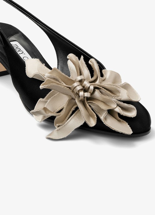 Jimmy Choo Eyla 45 slingback van satijn - detail 5 zwart