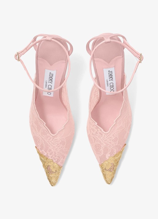Jimmy Choo Faiz 100 sandalette van lamsleer met kant - detail 4 roze