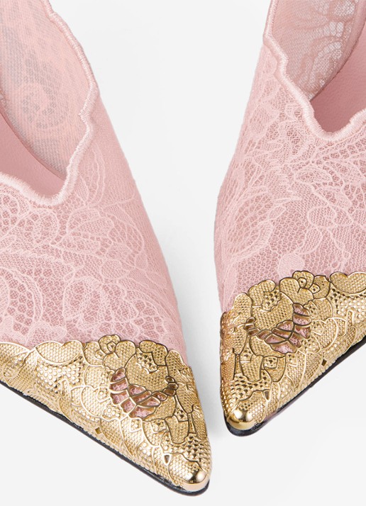 Jimmy Choo Faiz 100 sandalette van lamsleer met kant - detail 5 roze