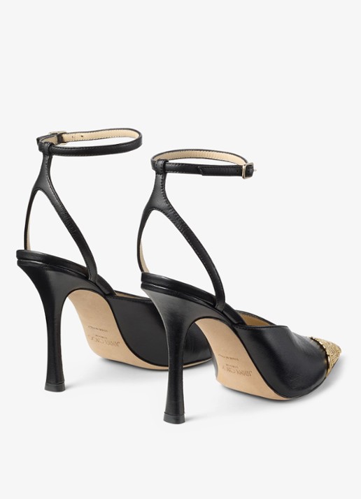 Jimmy Choo Faiz 100 sandalette van leer - achterkant 3 zwart
